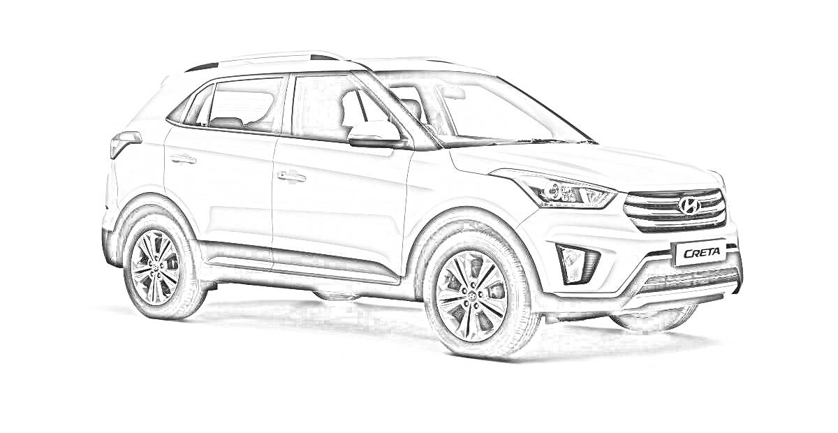 Hyundai Creta (белый кроссовер) на белом фоне