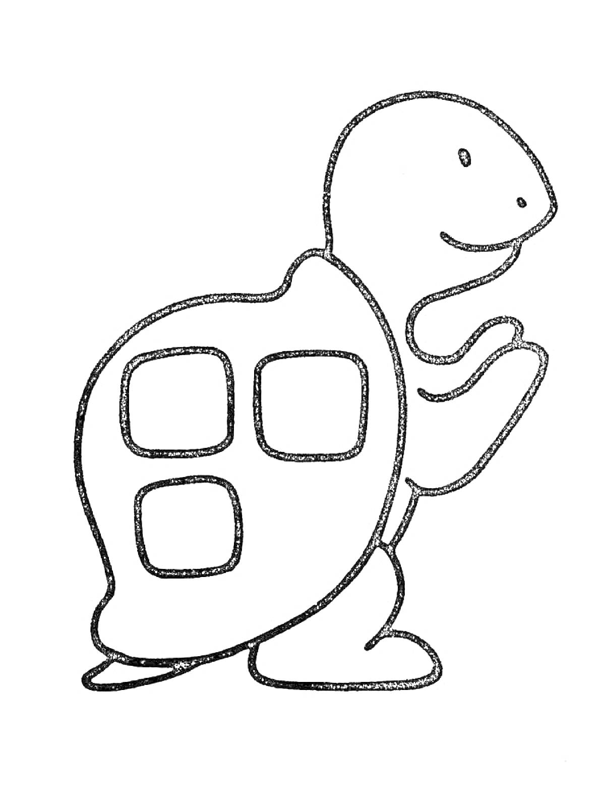 Раскраска Черепаха с квадратами на панцире