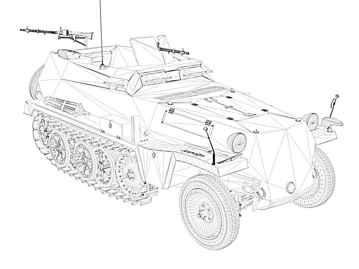 На раскраске изображено: Бронированная машина, Вооружение, Техника, Военная техника