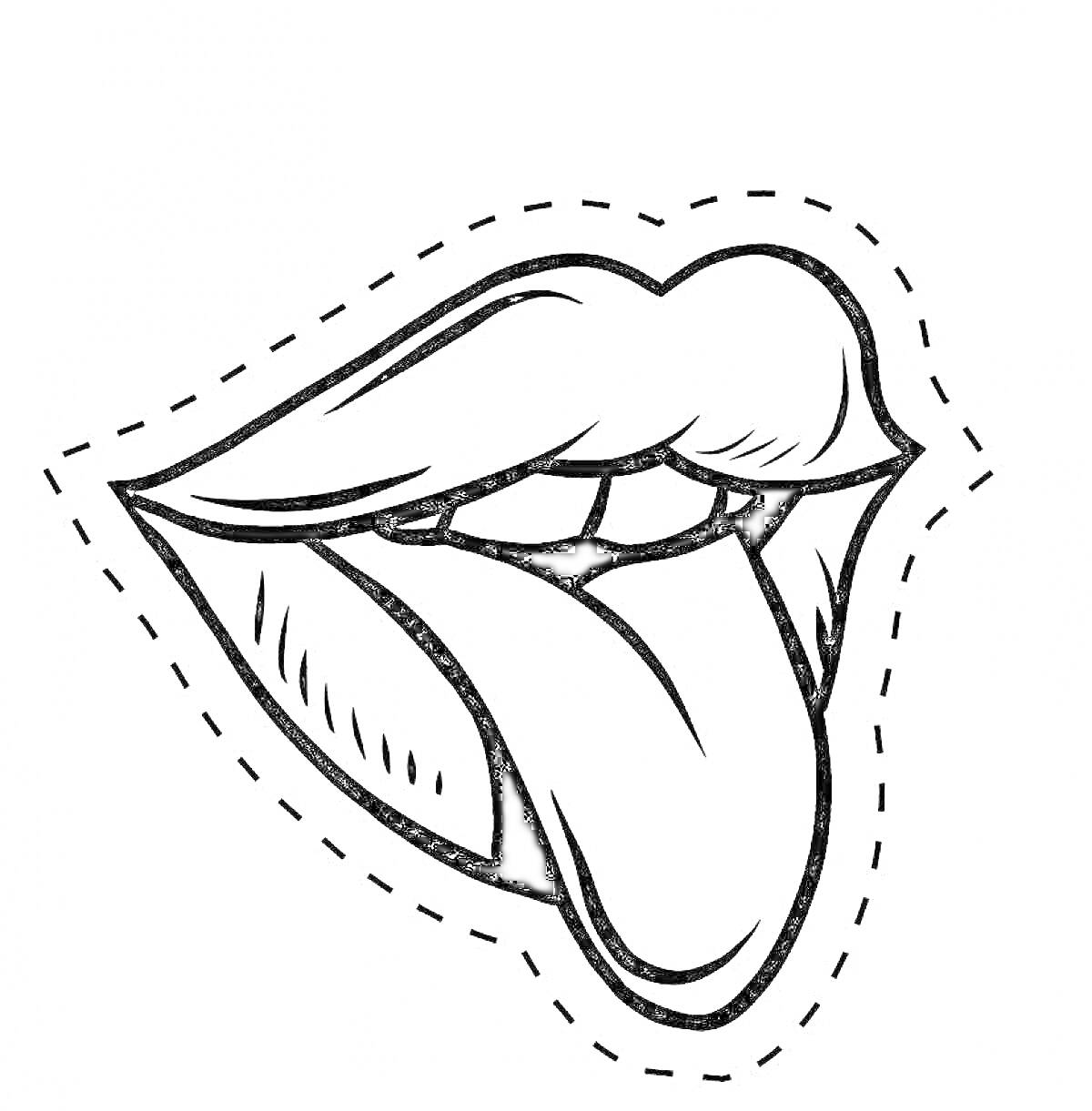Раскраска Губы с высунутым языком