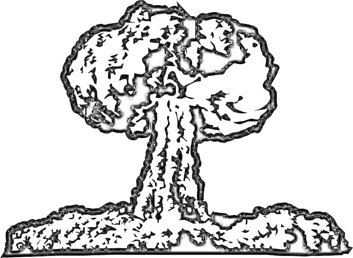 Раскраска Ядерный взрыв с грибовидным облаком