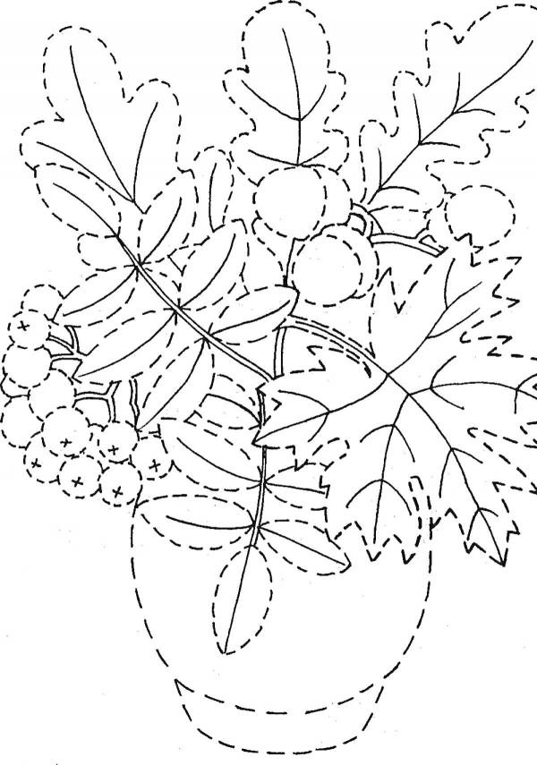 Картинки Для Раскрашивания Осенние Листья В Букете