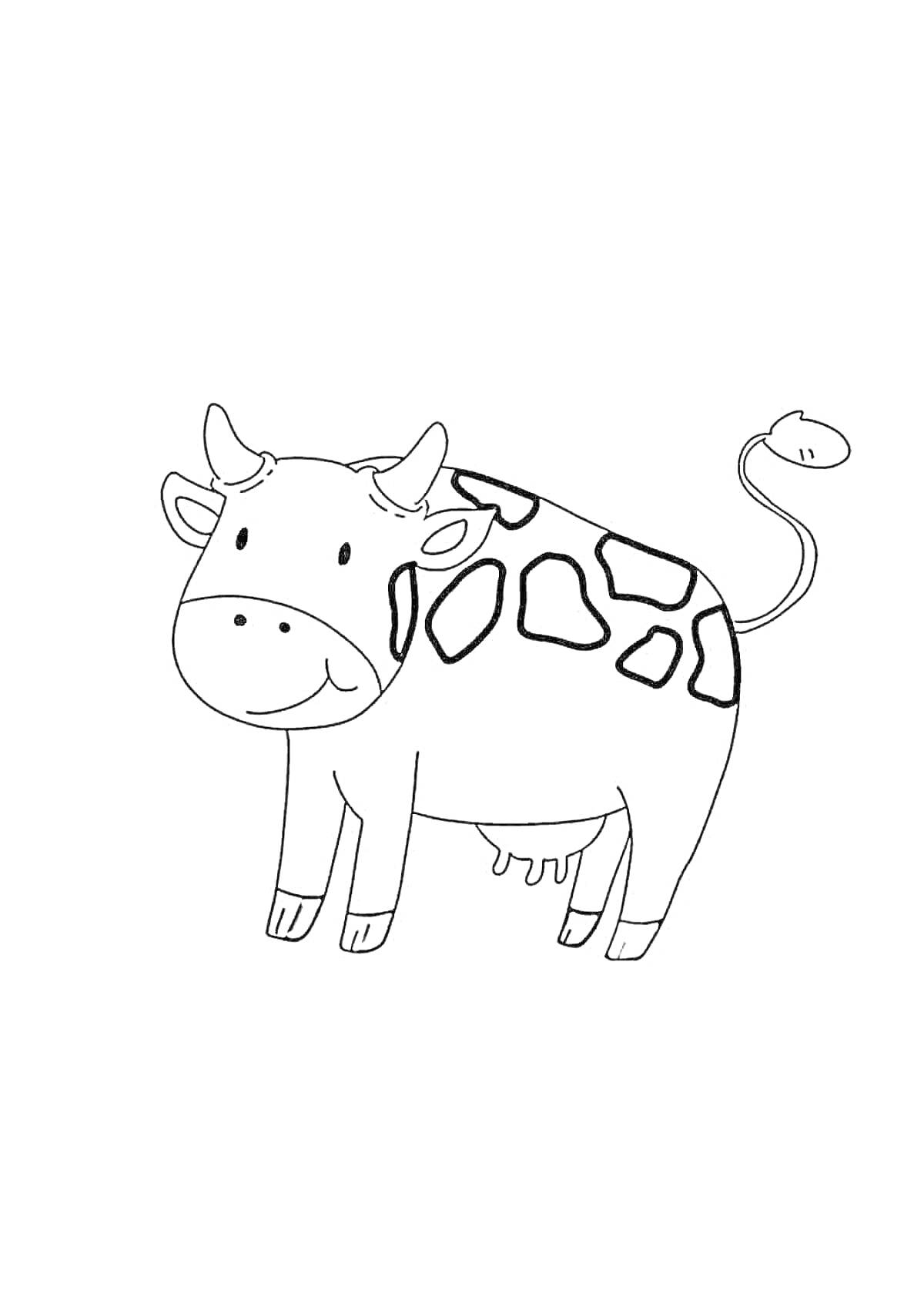 На раскраске изображено: Корова, Адопт ми, Пятна, Хвост, Игра, Ферма
