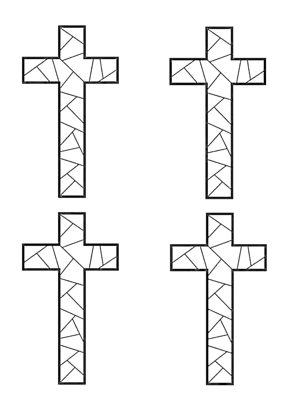 Раскраска Четыре креста с мозаичным узором