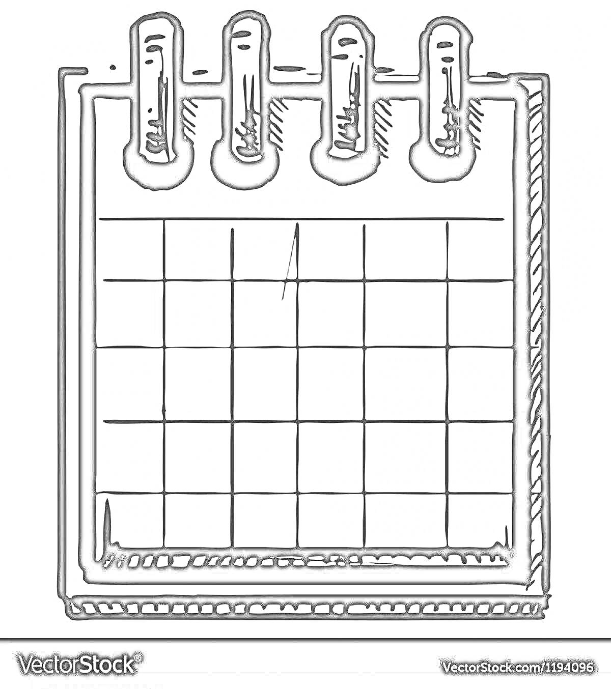 Раскраска с отрывным календарем на пружинах и квадратами для дней