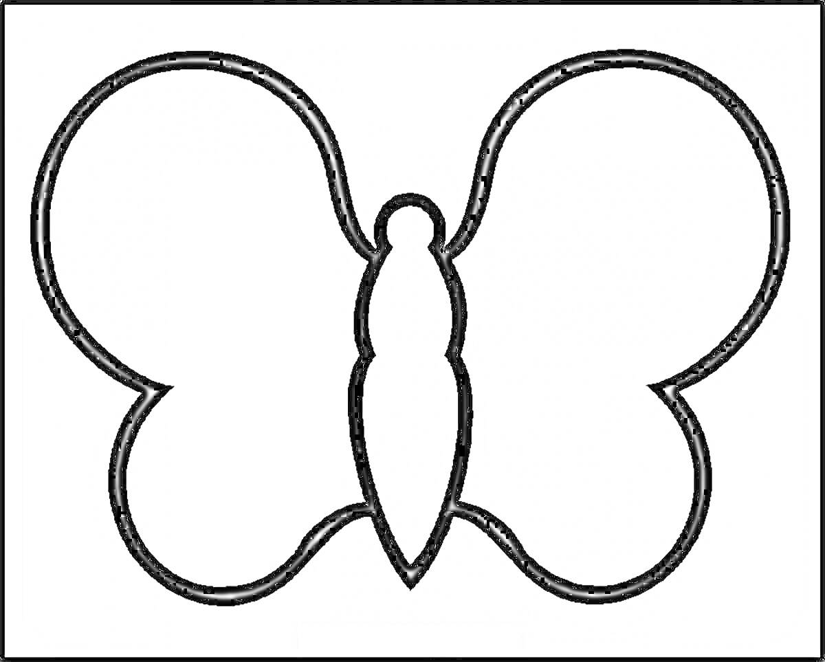 На раскраске изображено: Бабочка, 2-3 года, Простая, Для детей, Контурные рисунки
