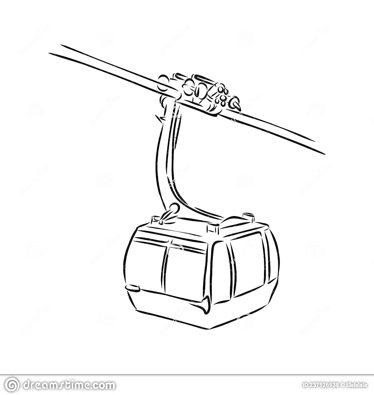 Раскраска Канатная дорога с кабинкой на тросе