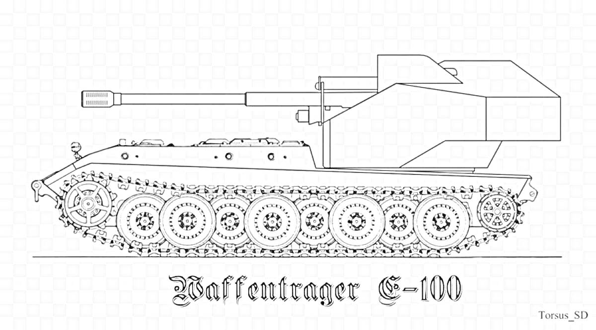  Waffentrager E-100, вафля танк с длинным орудием и бронированной рубкой