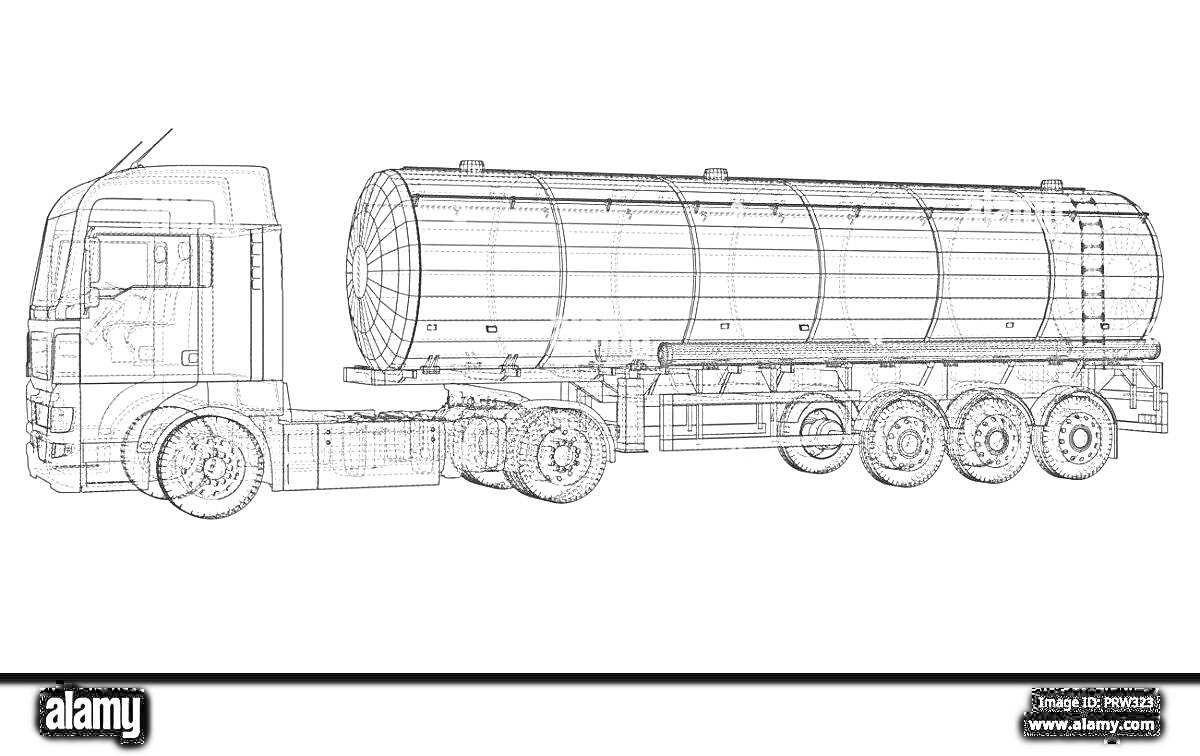 Раскраска Внешний вид грузовика с цистерной