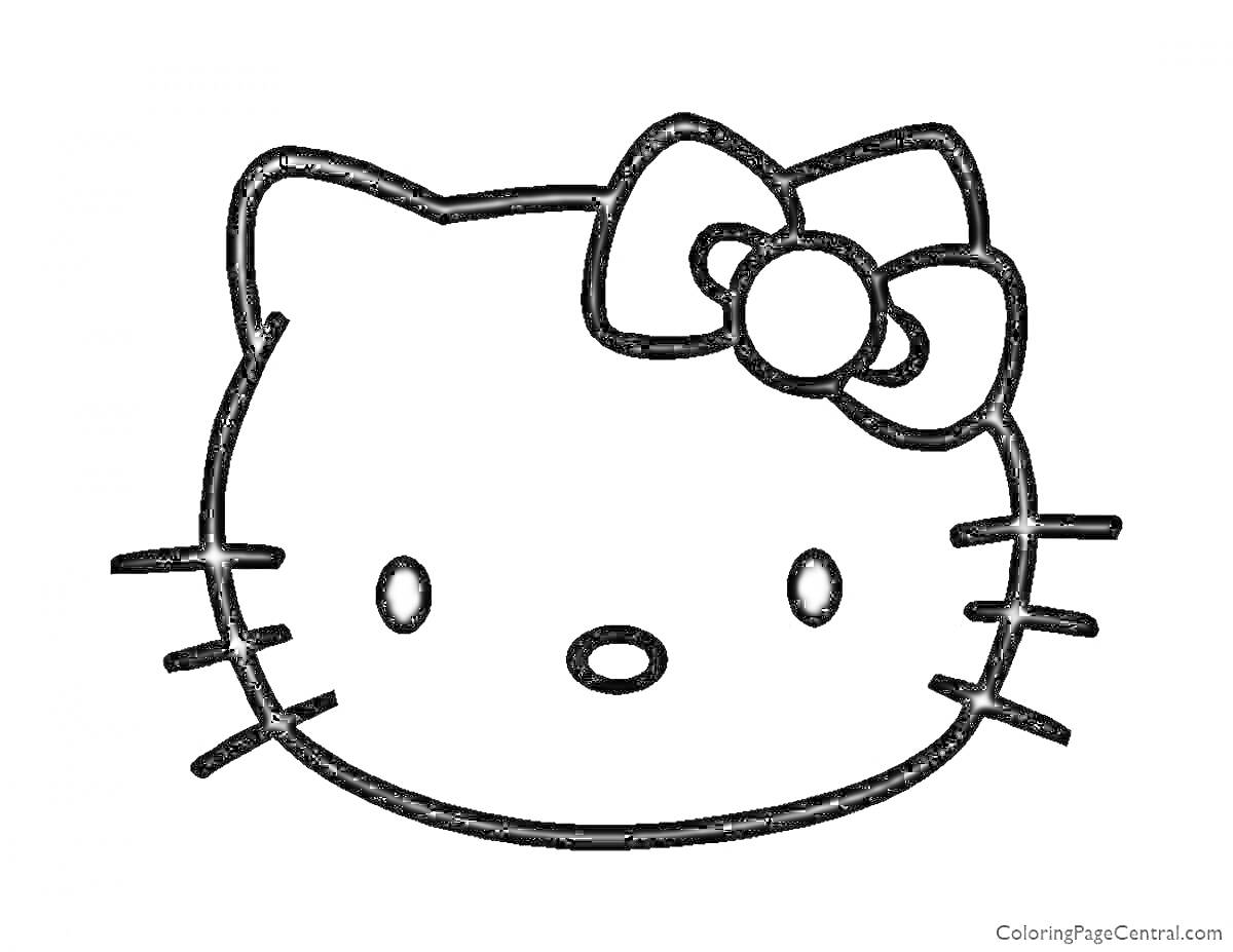 Раскраска Лицо Hello Kitty с бантиком на голове