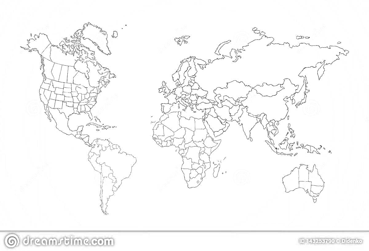 На раскраске изображено: Карта мира, Политическая карта, Континенты, Границы, География, Для детей, Для взрослых, Учебное пособие, Мир