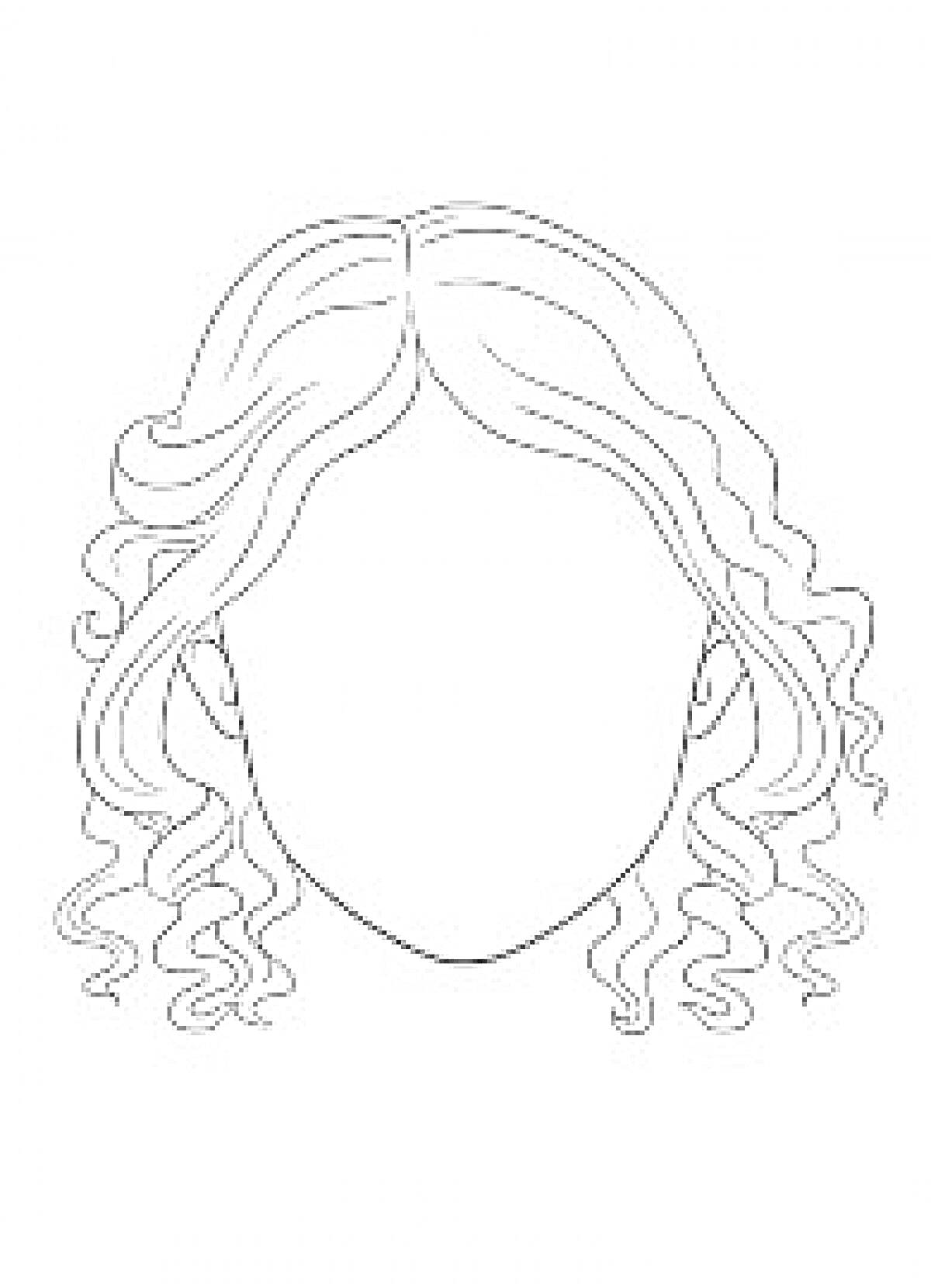 Раскраска Портрет мамы с длинными волнистыми волосами
