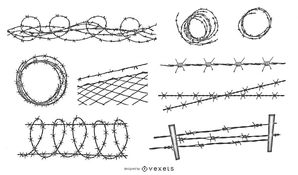 На раскраске изображено: Колючая проволока, Сетка, Спираль, Защита, Препятствие, Безопасность