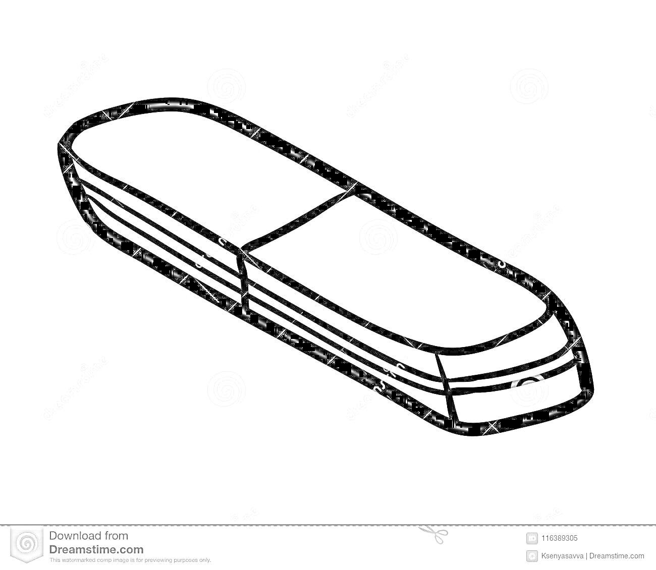 Линейный рисунок ластика с полосами