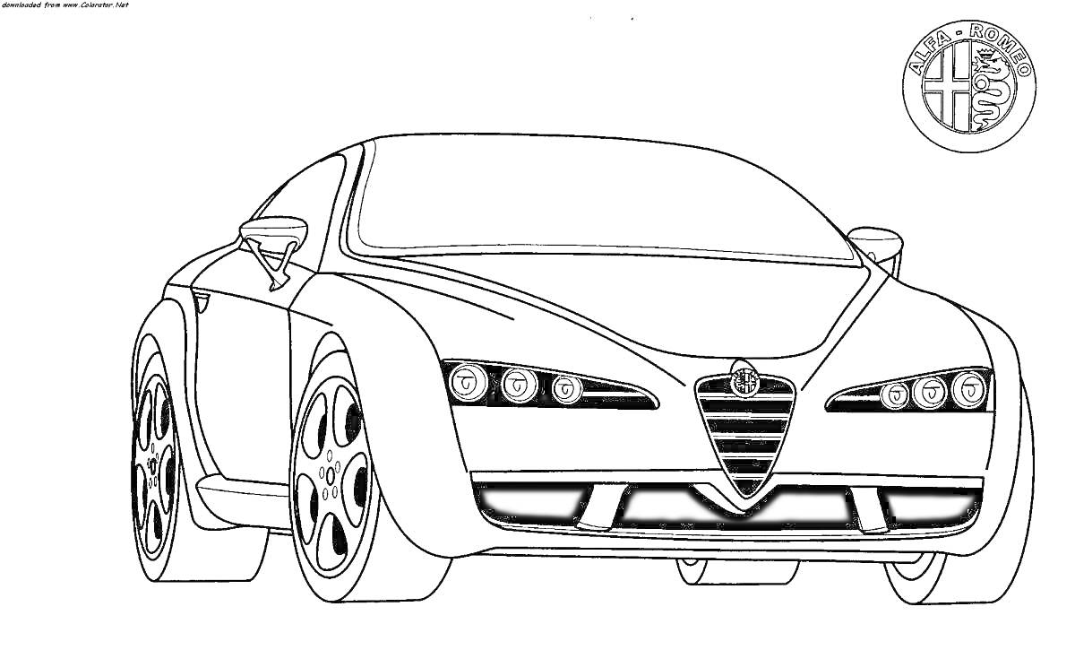 Раскраска Машина Alfa Romeo с логотипом