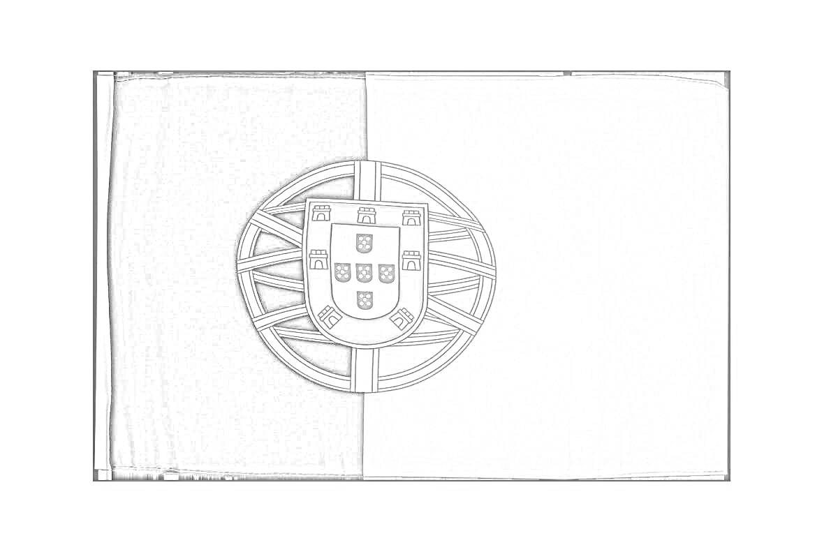 Раскраска Флаг Португалии с гербом