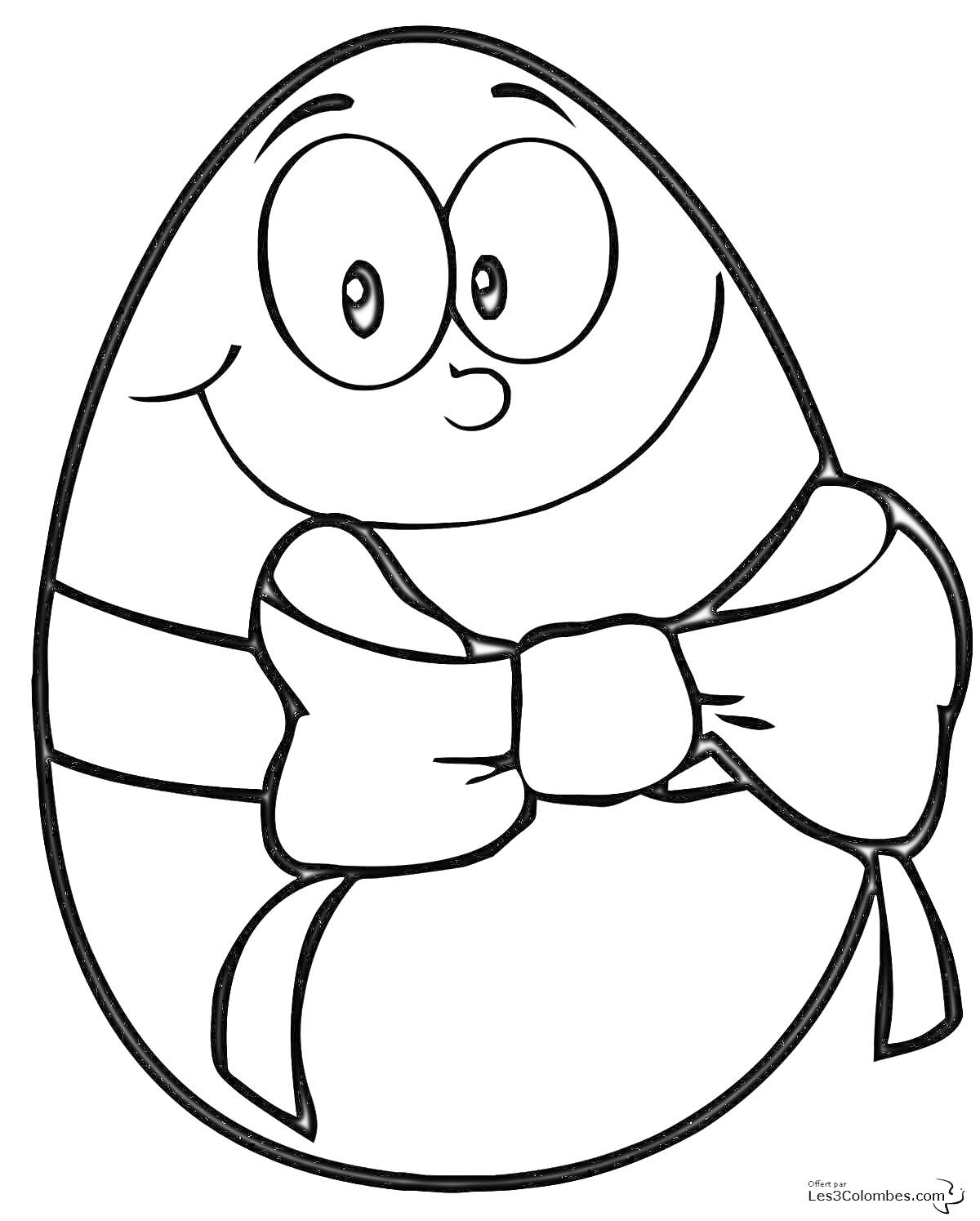 Раскраска Киндер яйцо с бантом