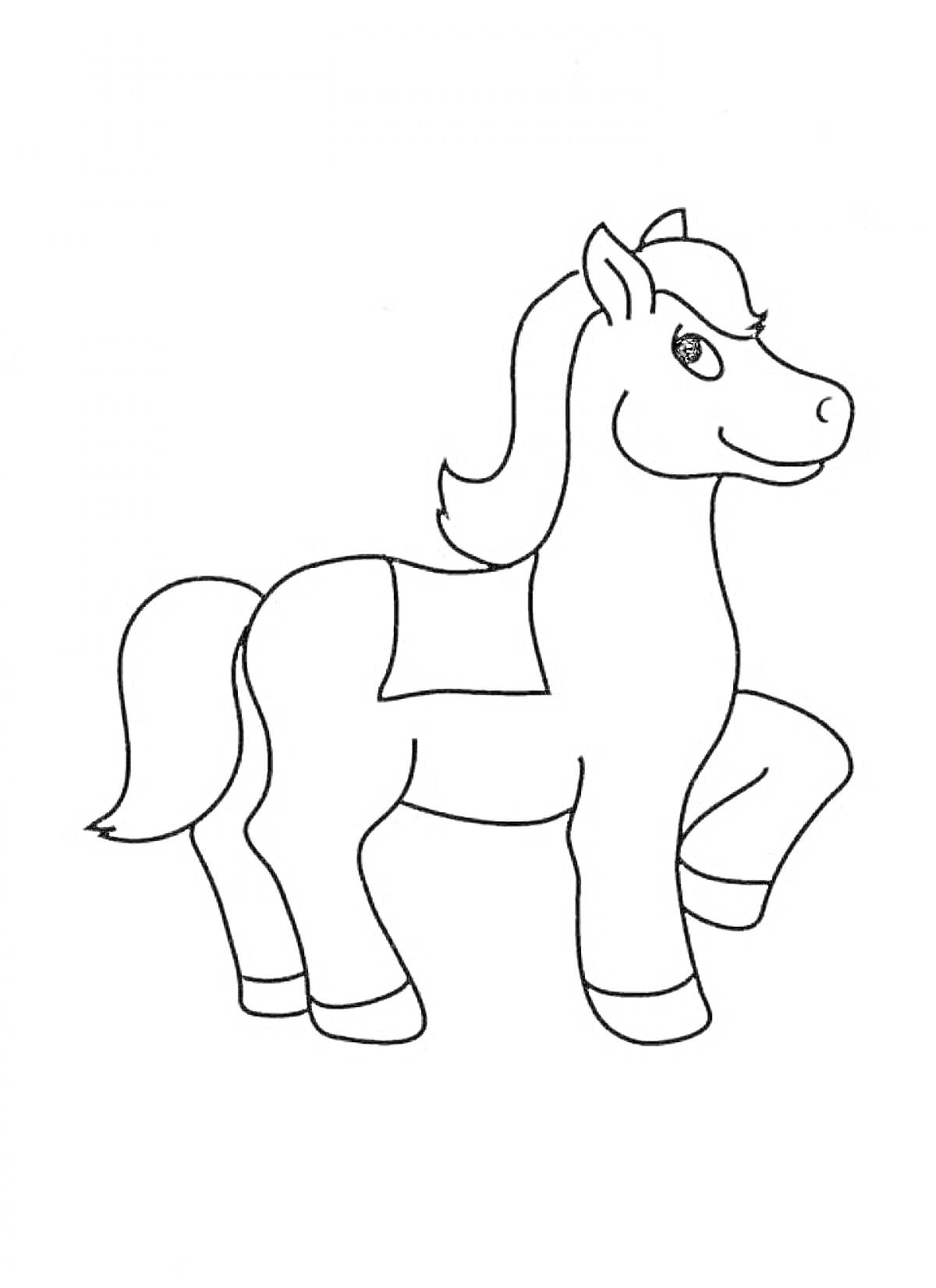 Раскраска Лошадь в движении с поднятой передней ногой