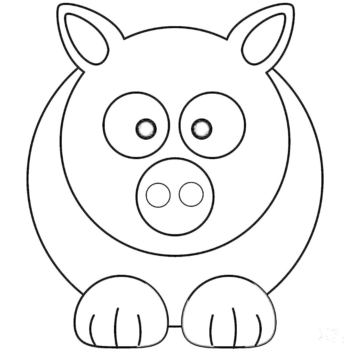 Раскраска Поросенок с большими глазами и лапами