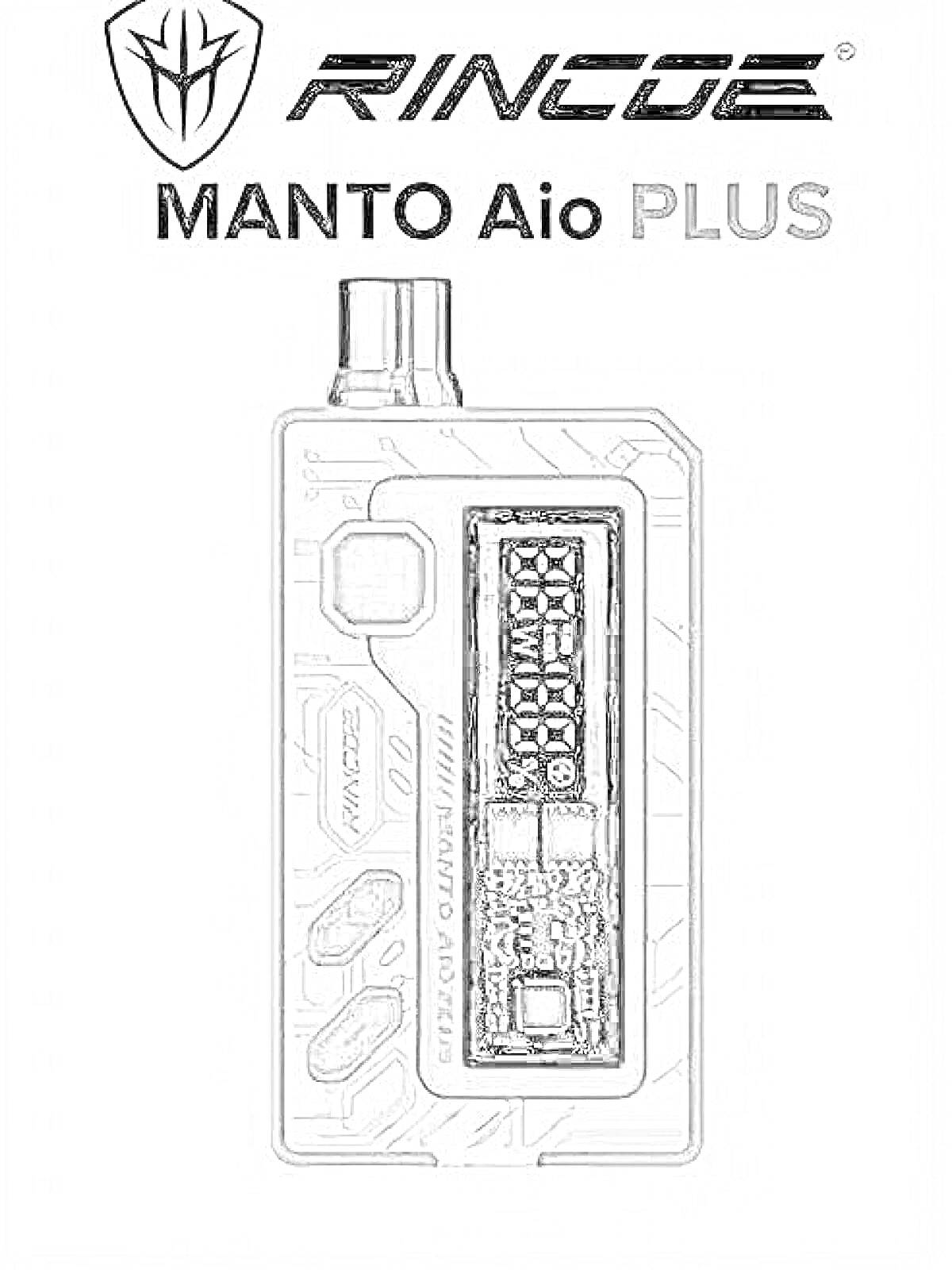 Раскраска Вейп MANTO Aio PLUS с логотипом Rincoe