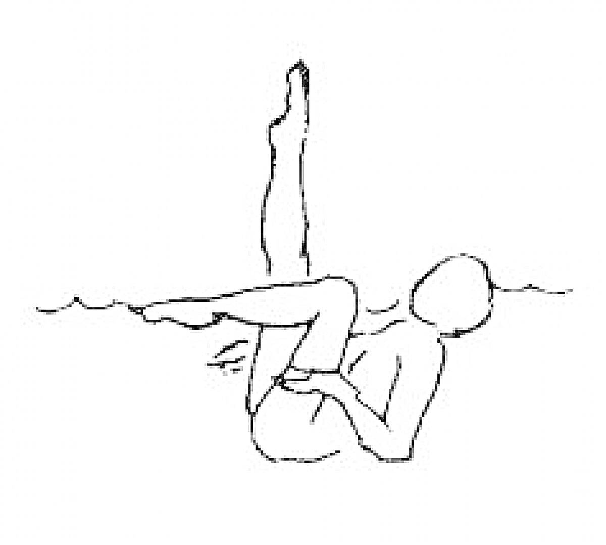 РаскраскаСинхронное плавание: пловец, выполняющий подъем ноги в воде