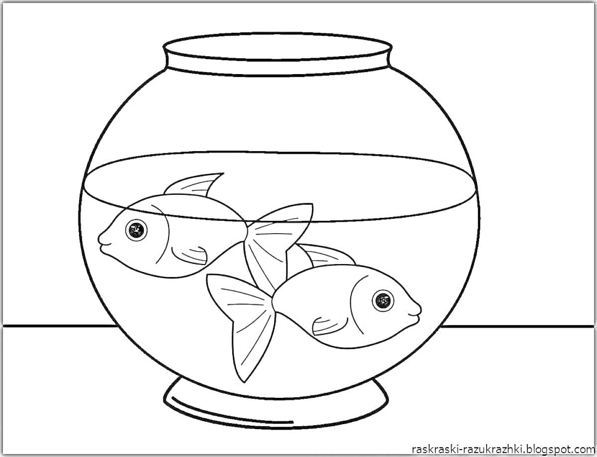 На раскраске изображено: Аквариум, Две рыбки, Банка, Стеклянная банка, Вода