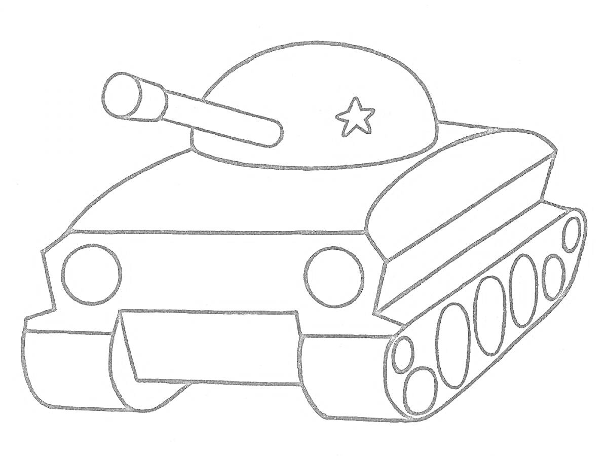 На раскраске изображено: Танк, Пушка, Гусеницы, Колёса, Военная техника