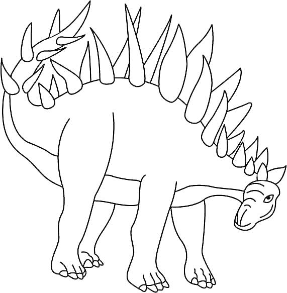 На раскраске изображено: Стегозавр, Динозавр, Шипы, Животные, Творчество