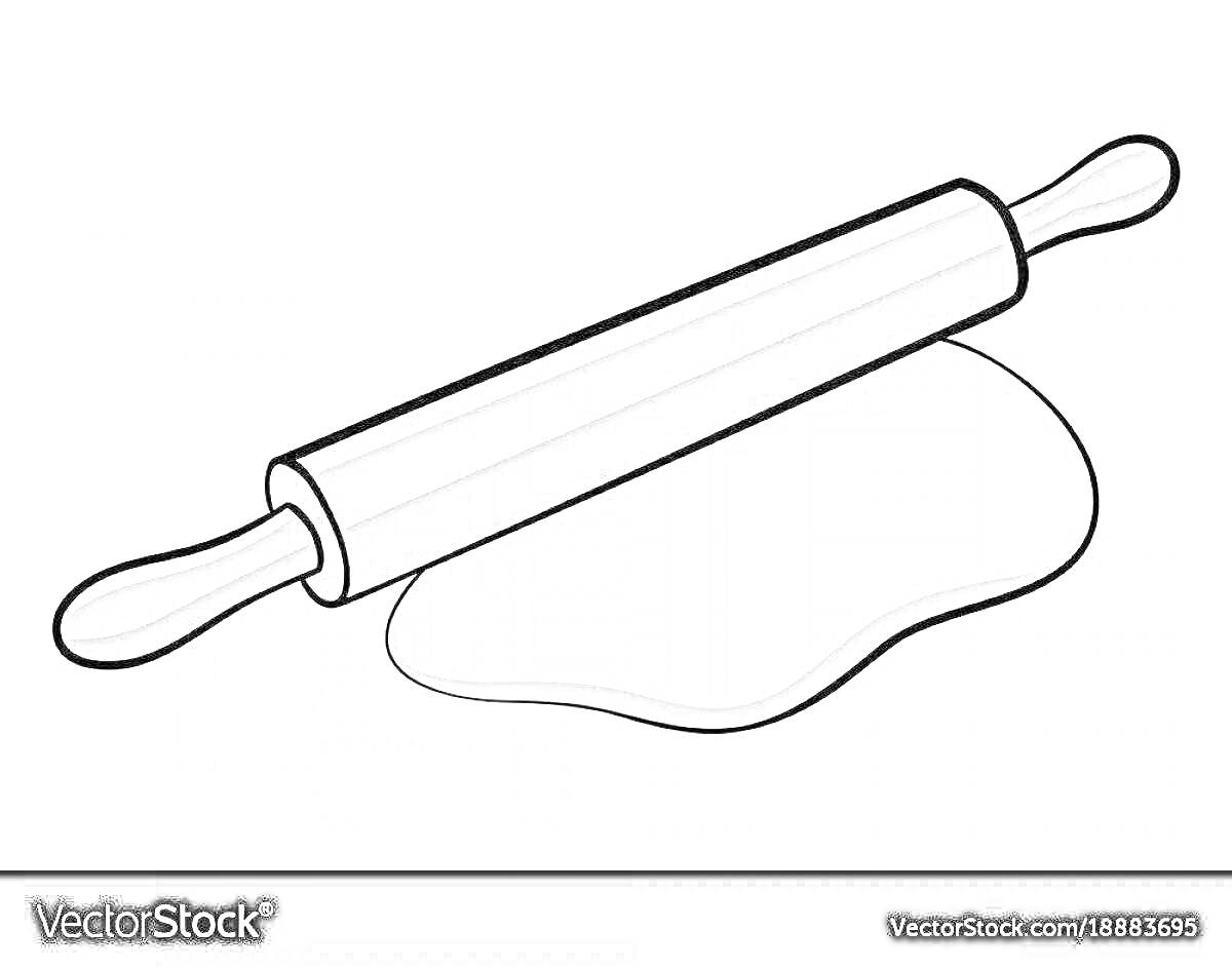 Раскраска Скалка и раскатанное тесто