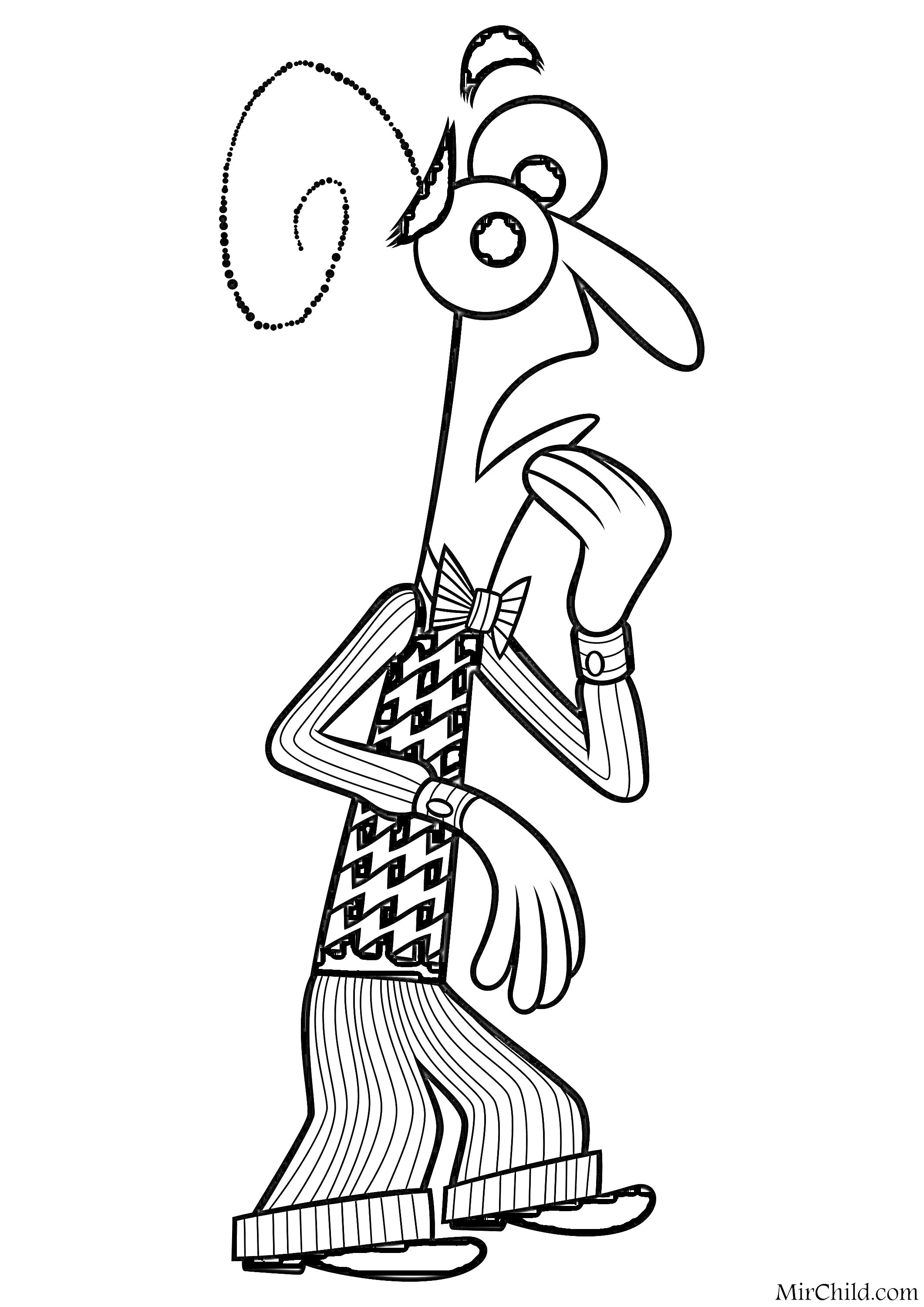 Раскраска Человек в очках и бабочке, который боится