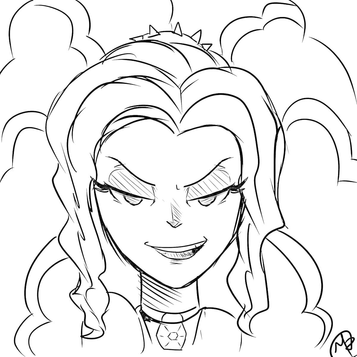 На раскраске изображено: Улыбка, Облака, Ожерелье