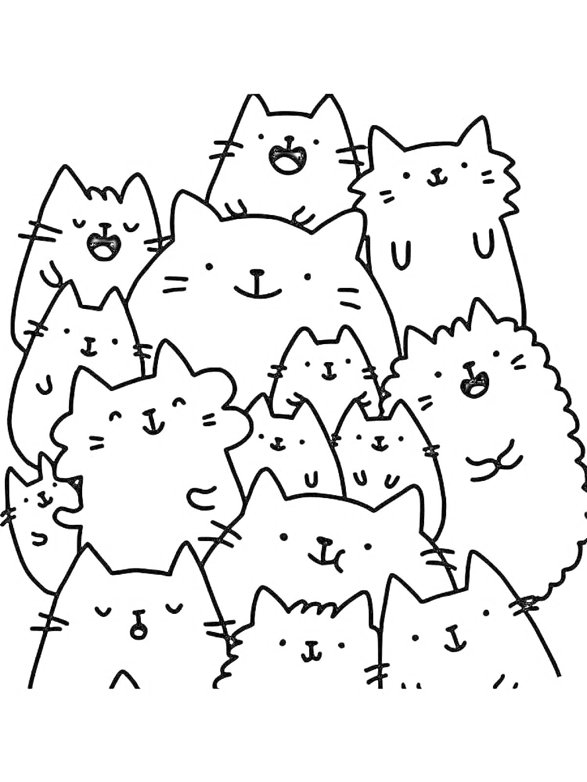 Раскраска Группа котов Пушин
