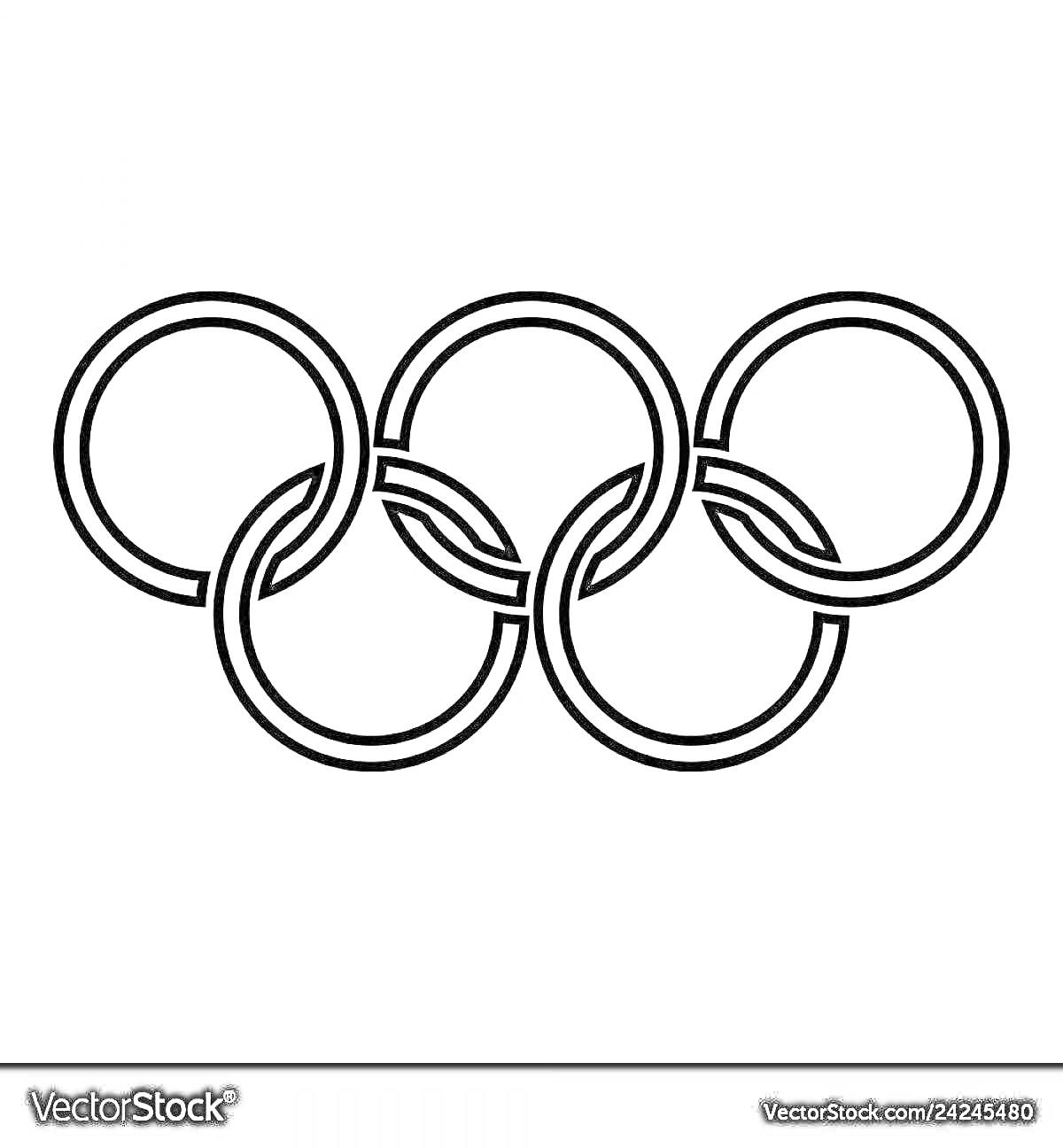 На раскраске изображено: Олимпийские кольца, Спорт, Символика, Олимпийские игры, Контурные рисунки