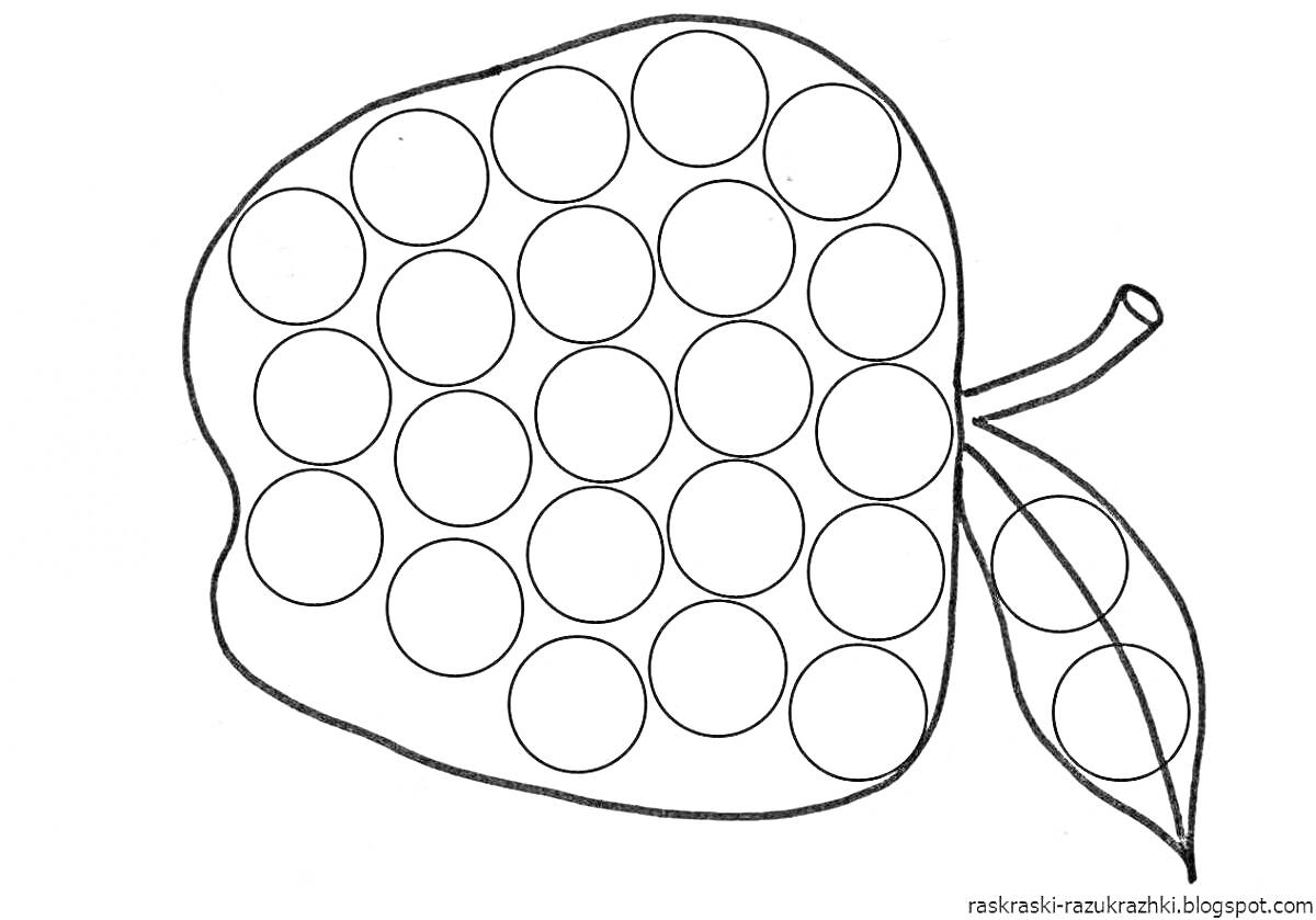 Раскраска яблоко с кружками для пальчиковых красок