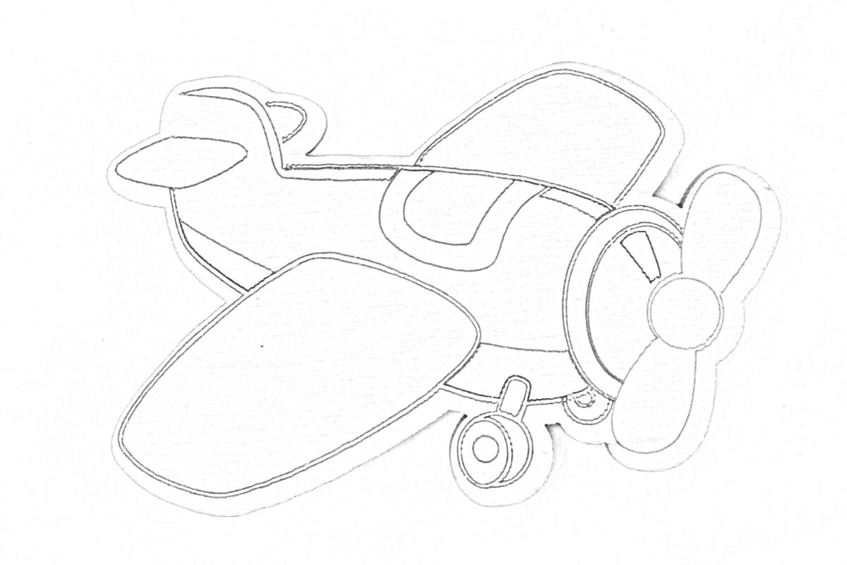 Раскраска Самолет с пропеллером на фанере