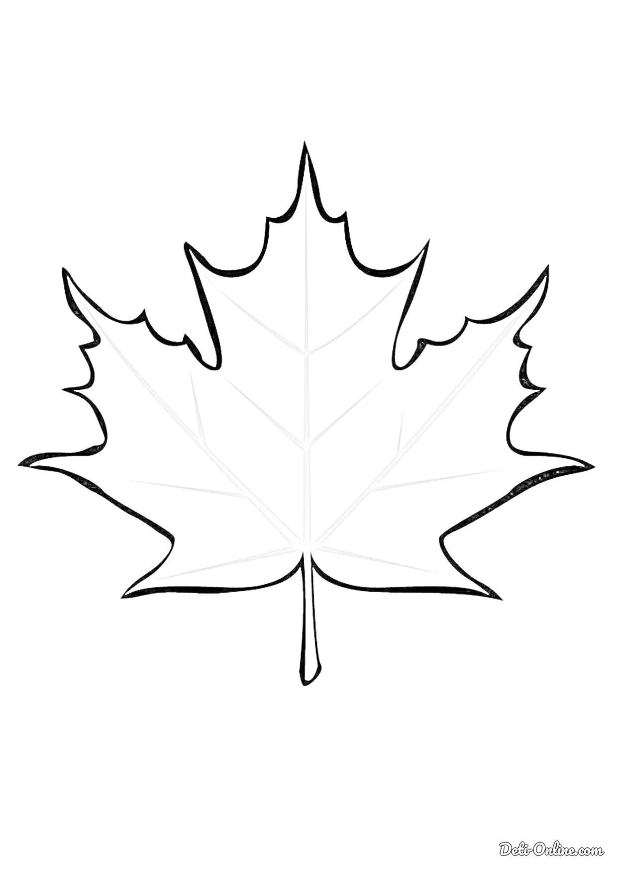 Раскраска Раскраска с изображением контура листика клена