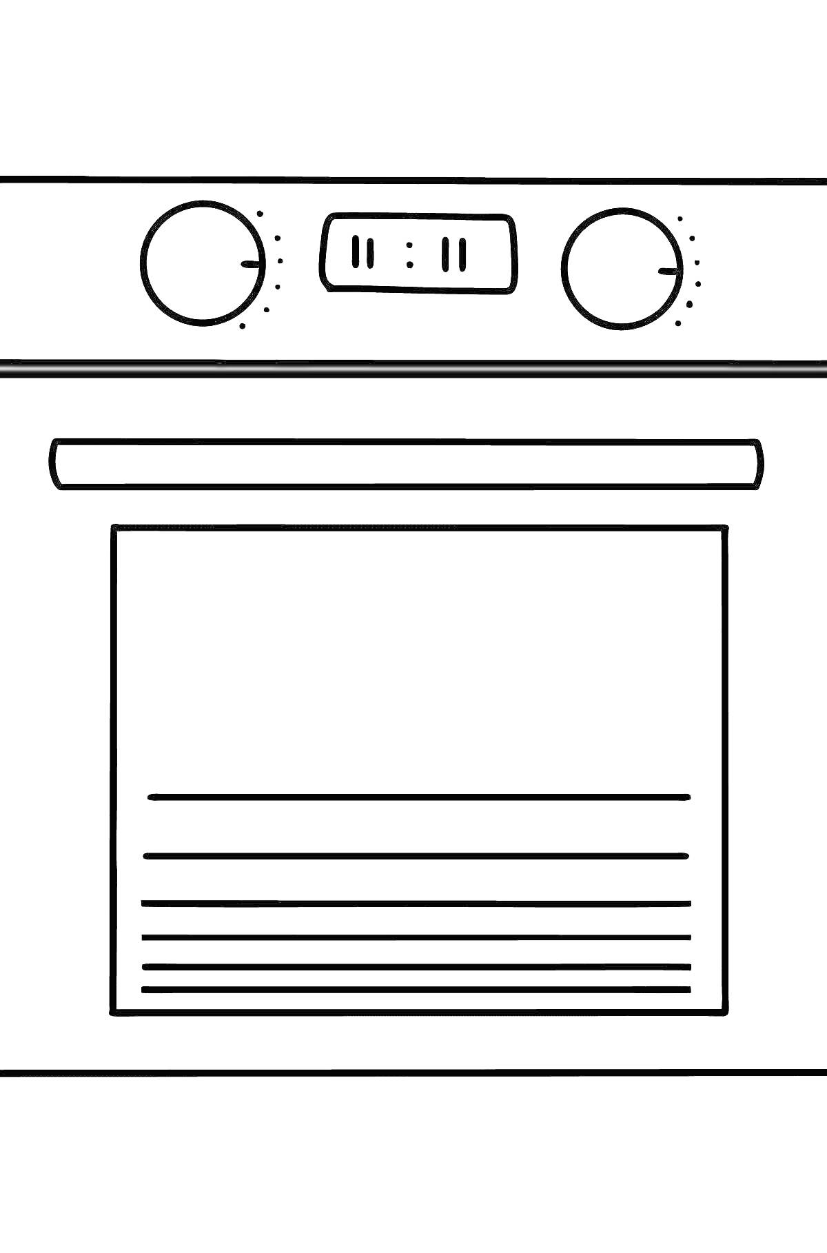 Раскраска Духовка с ручками управления и цифровым дисплеем