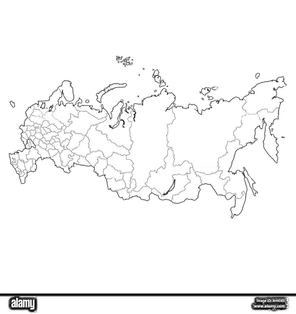 Контурная карта России с административными границами