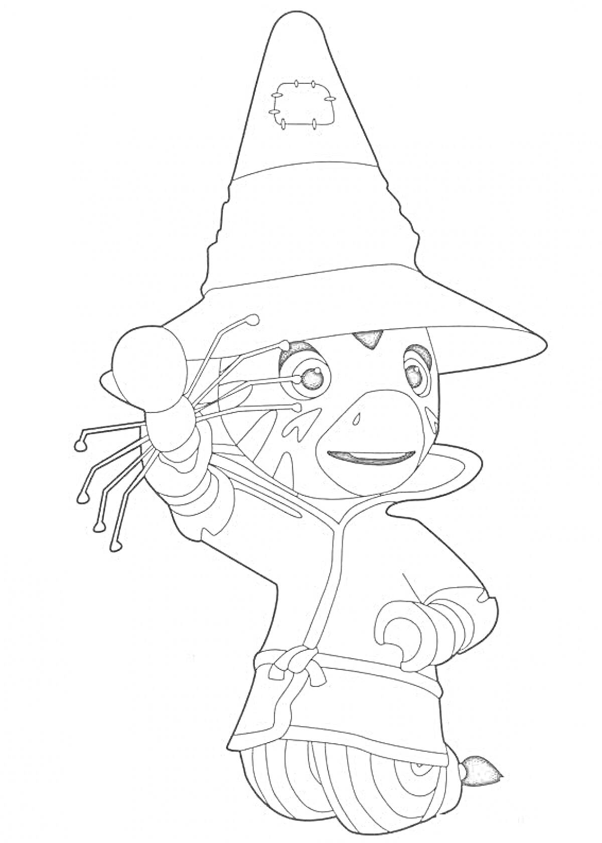 Раскраска Непоседа Зу в костюме волшебника с волшебной палочкой