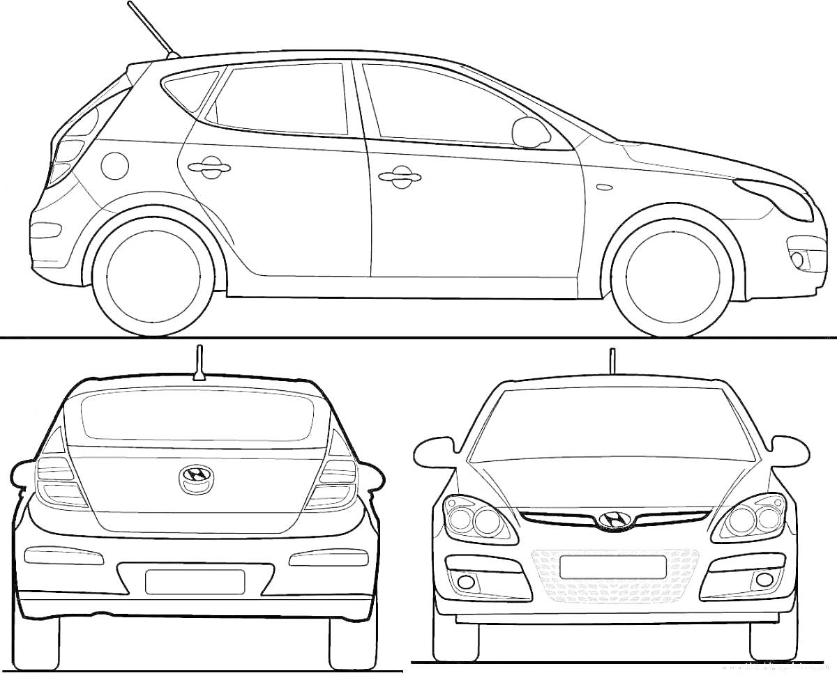 На раскраске изображено: Hyundai Solaris, Авто