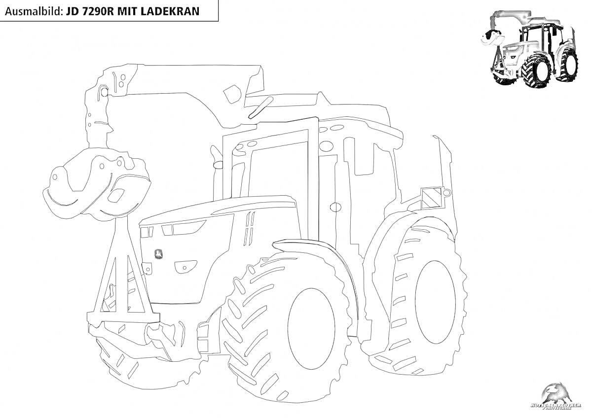 Трактор с погрузочным краном JD 7290R