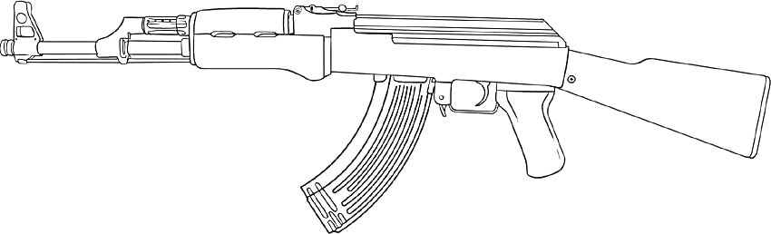 Раскраска автоматической винтовки с прикладом и магазином