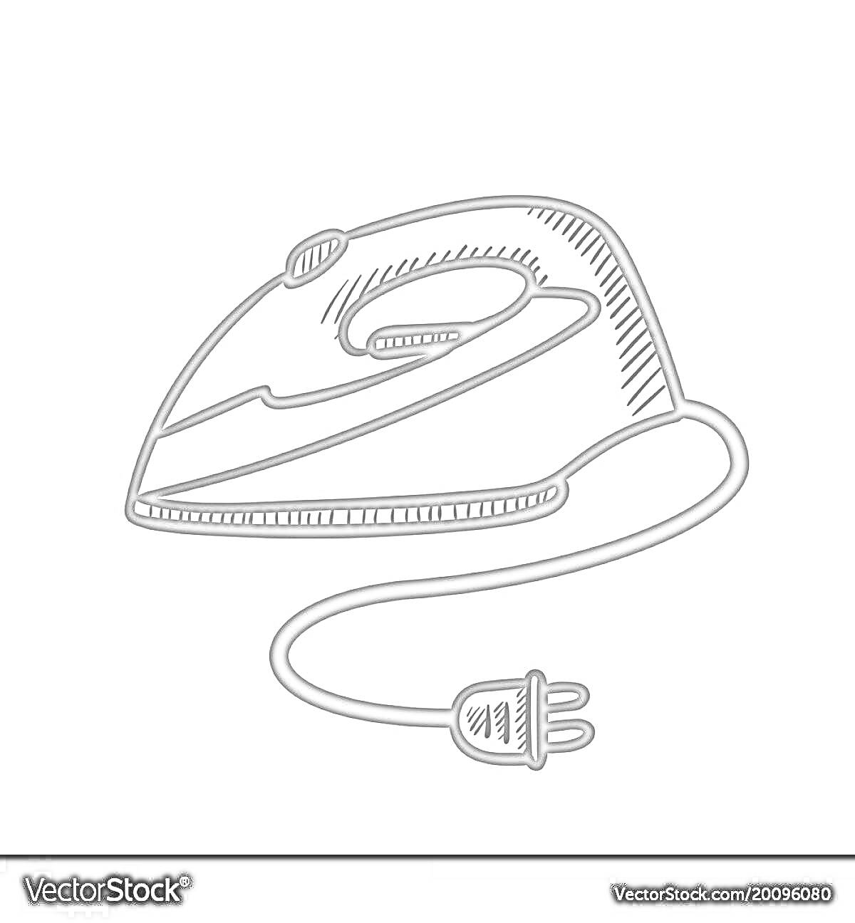 На раскраске изображено: Утюг, 3 года, 4 года, Шнур, Вилка, Бытовая техника