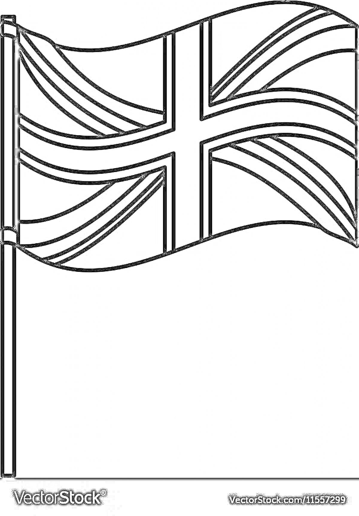 На раскраске изображено: Флаг, Британия, Флагшток, Национальный флаг, Великобритания, Линии