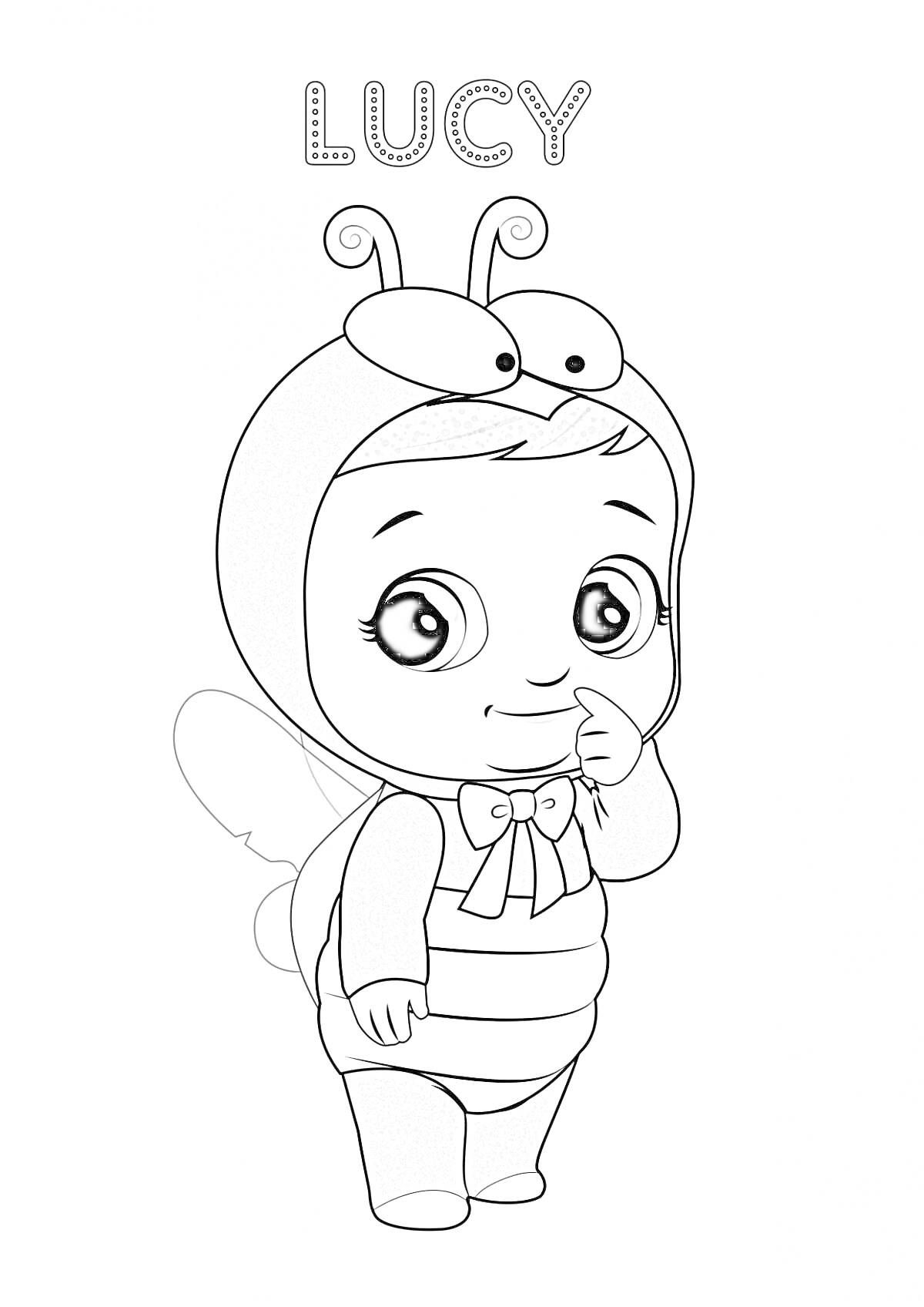 Раскраска Малыш в костюме пчелы