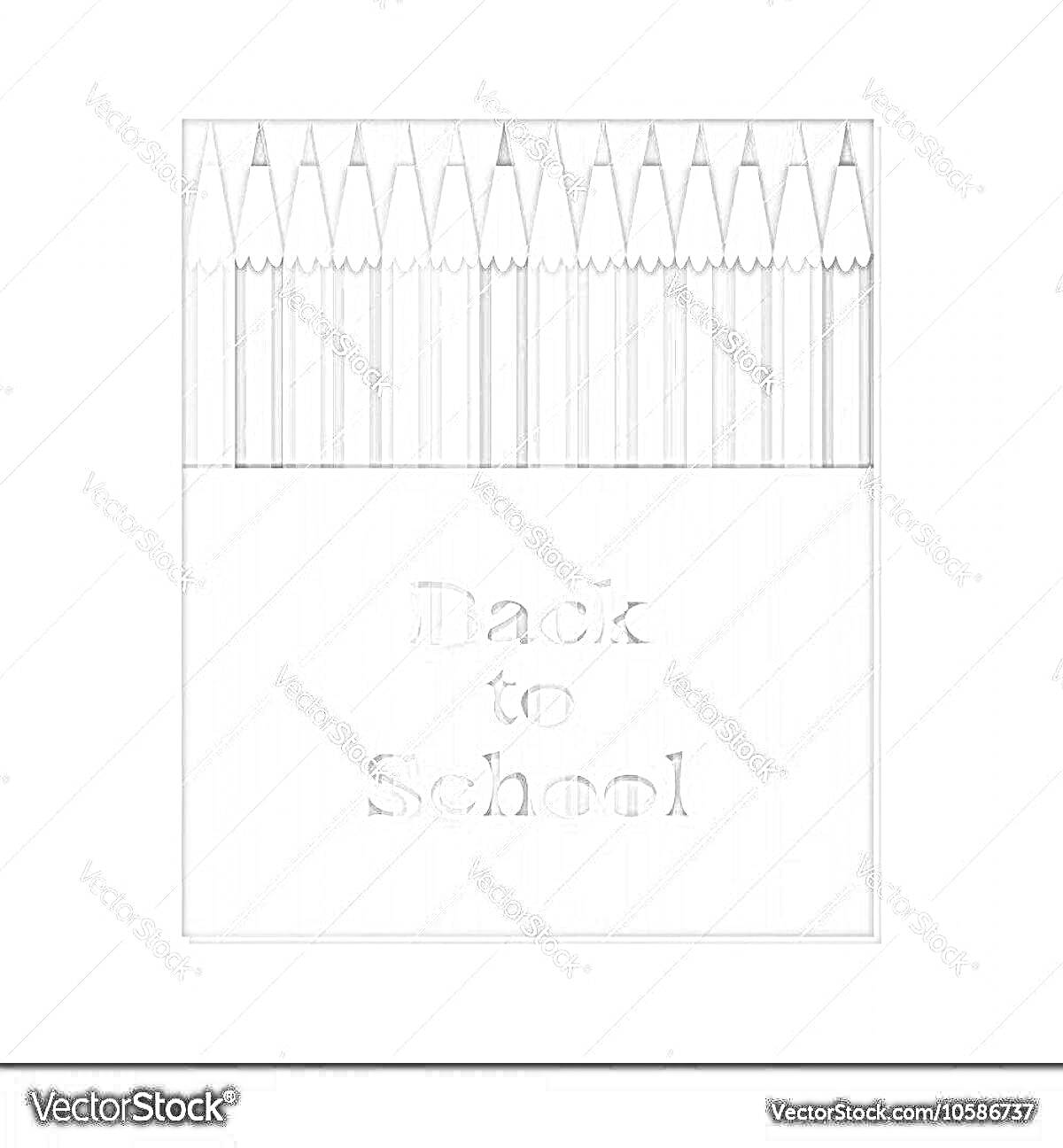 На раскраске изображено: Карандаши, Коробка, Школьные принадлежности, Надпись, Back to school