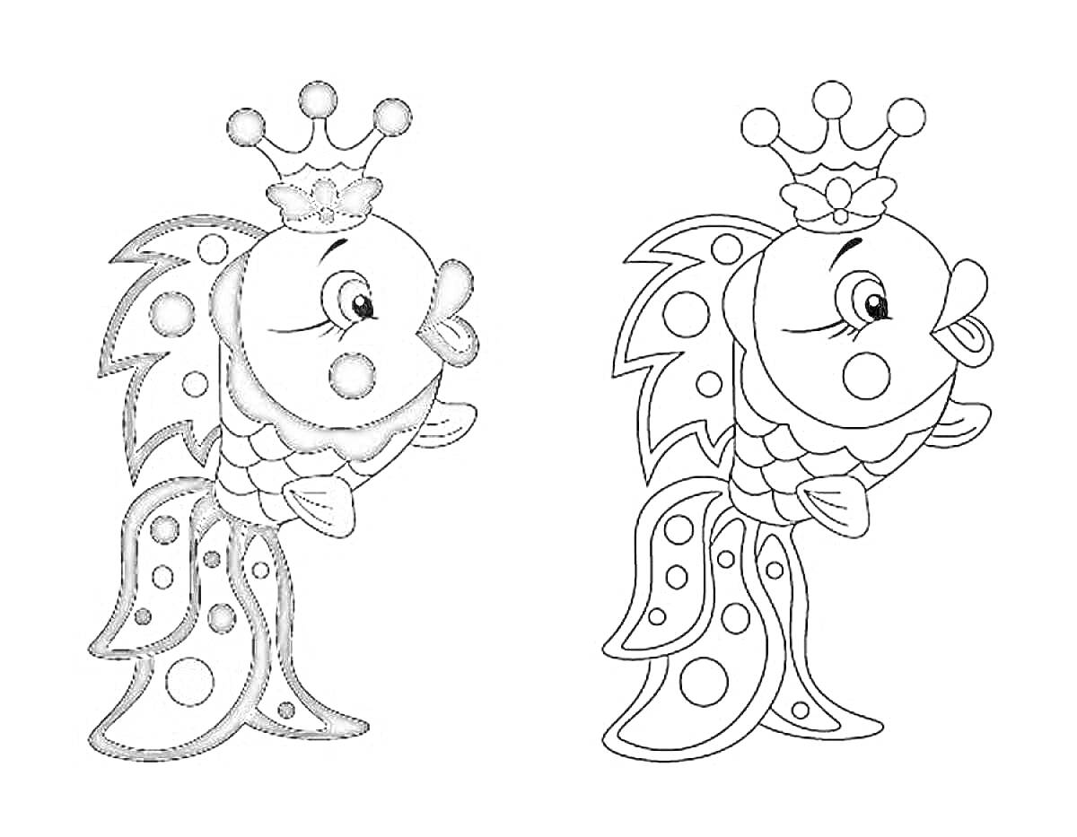 Раскраска Рыбка с короной и пятнами