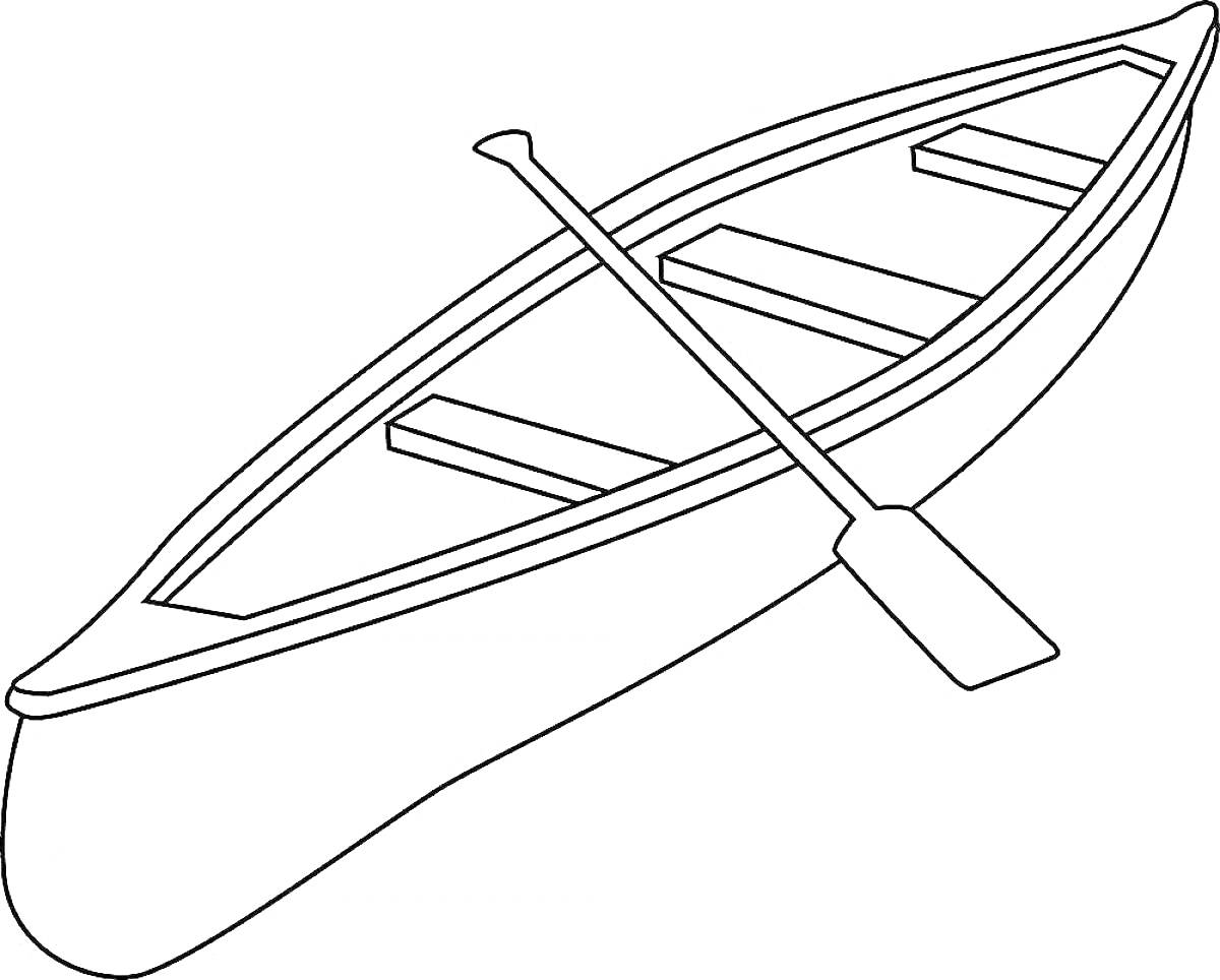 Раскраска Лодка с веслом и сиденьями