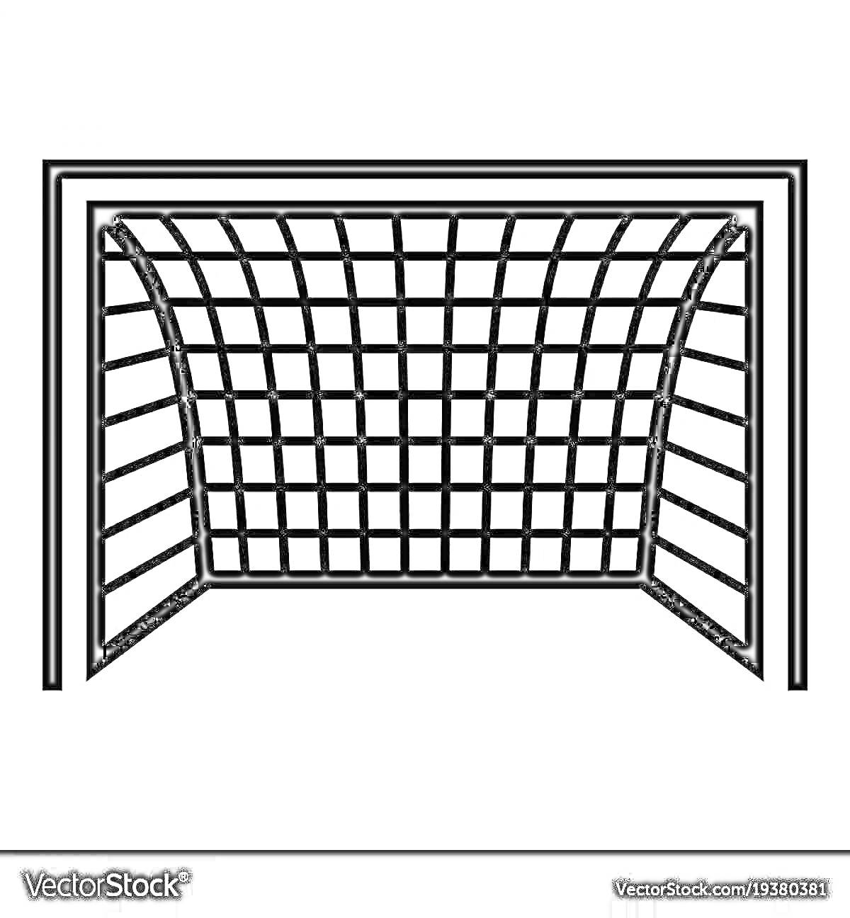 На раскраске изображено: Ворота, Футбольные ворота, Сетка, Спорт, Для детей