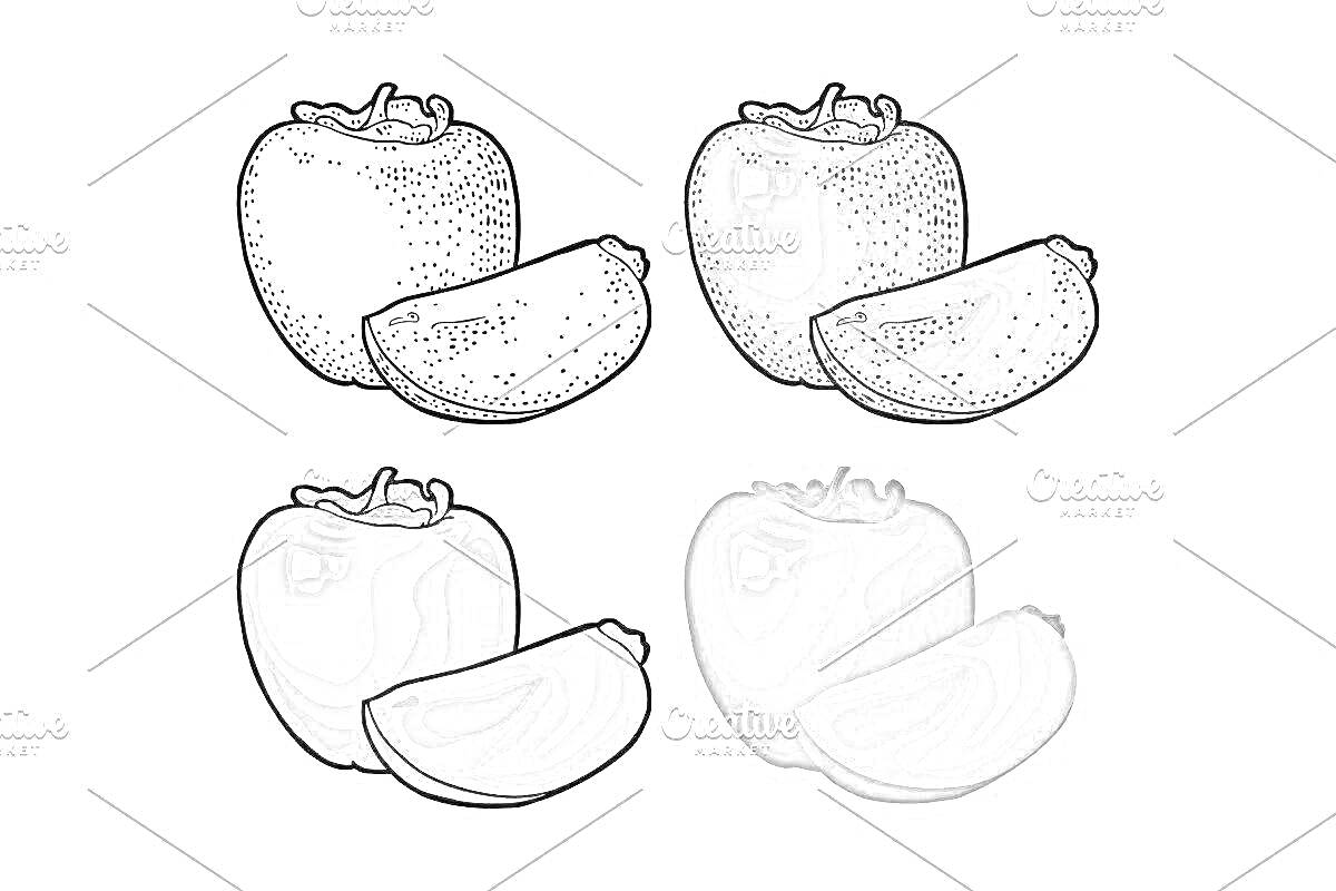 На раскраске изображено: Хурма, Для детей, Еда, Овощи, Питание